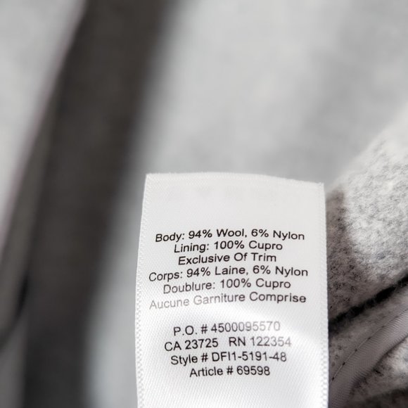 Aritzia BABATON Stedman Coat Wool Heather Light Grey Long Pea Jacket L Large - Picture 16 of 16